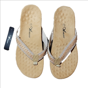 Athlefit Tan Leather Flip Flops Size 10 NWT
